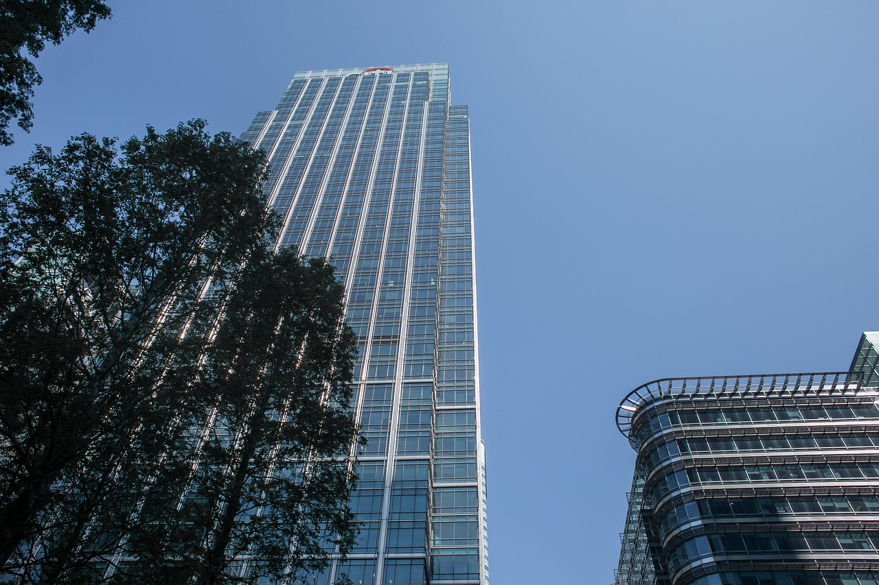 Canary Wharf towers against the sky