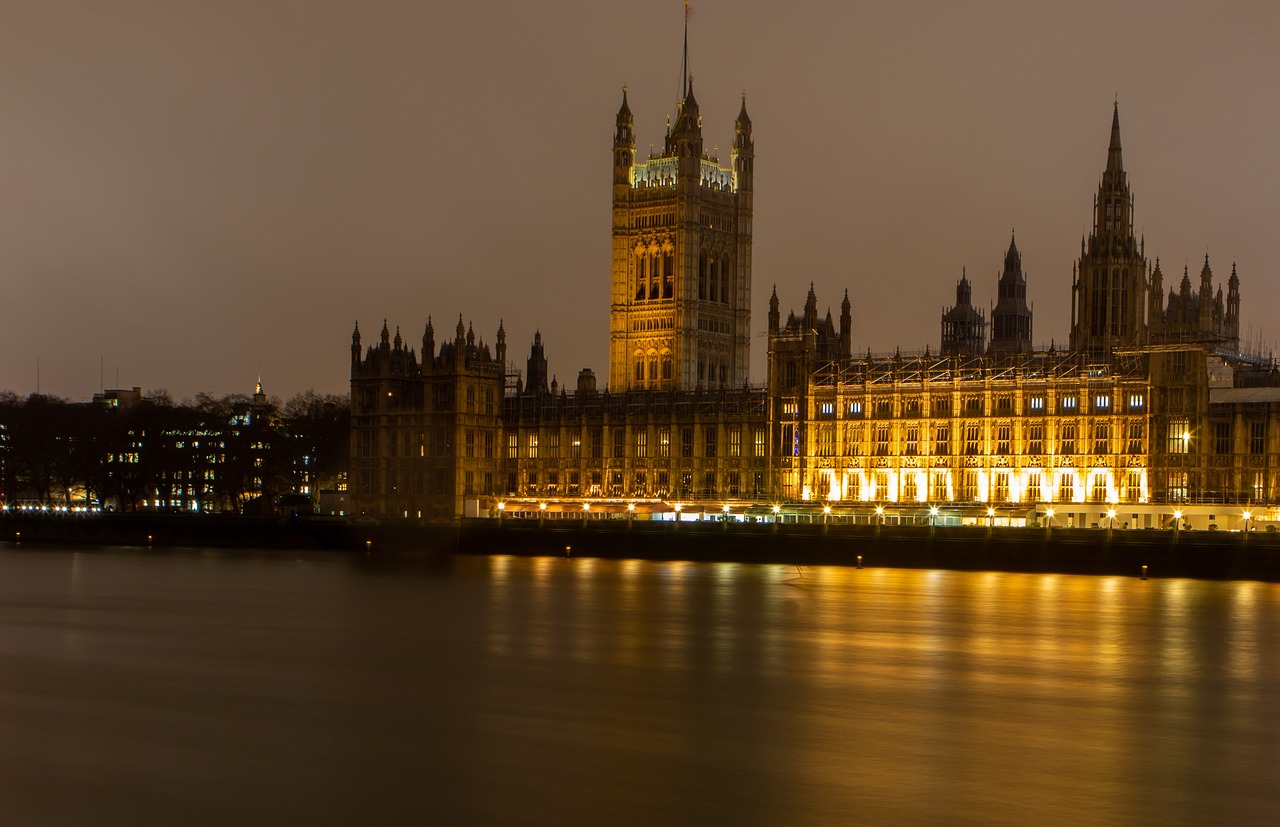 The Houses of Parliament across the Thames at night